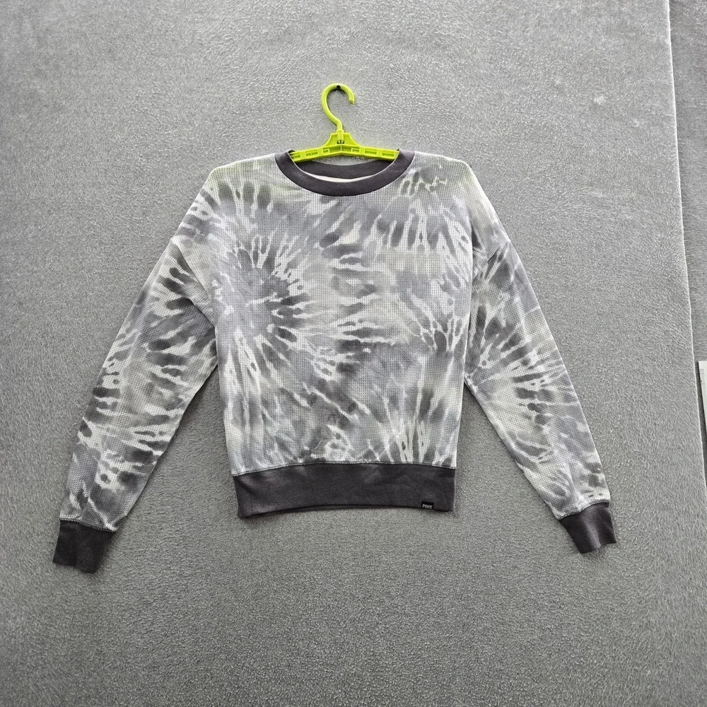 PINK‎ Victoria's Secret Women Sweatshirt S Gray Tie Dye Long Sleeve